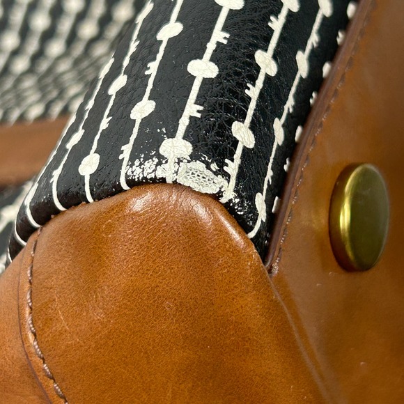 Fossil Sydney Black White Brown Satchel / Crossbody - Picture 9 of 13